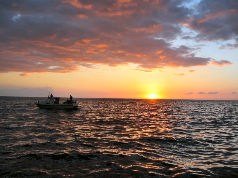 Sunset viewed from Dive Boats, Kona Hawaii